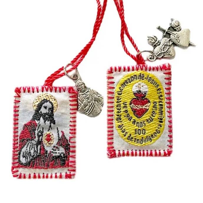 Scapular - Sacred Heart of Jesus w/ Charms RED  