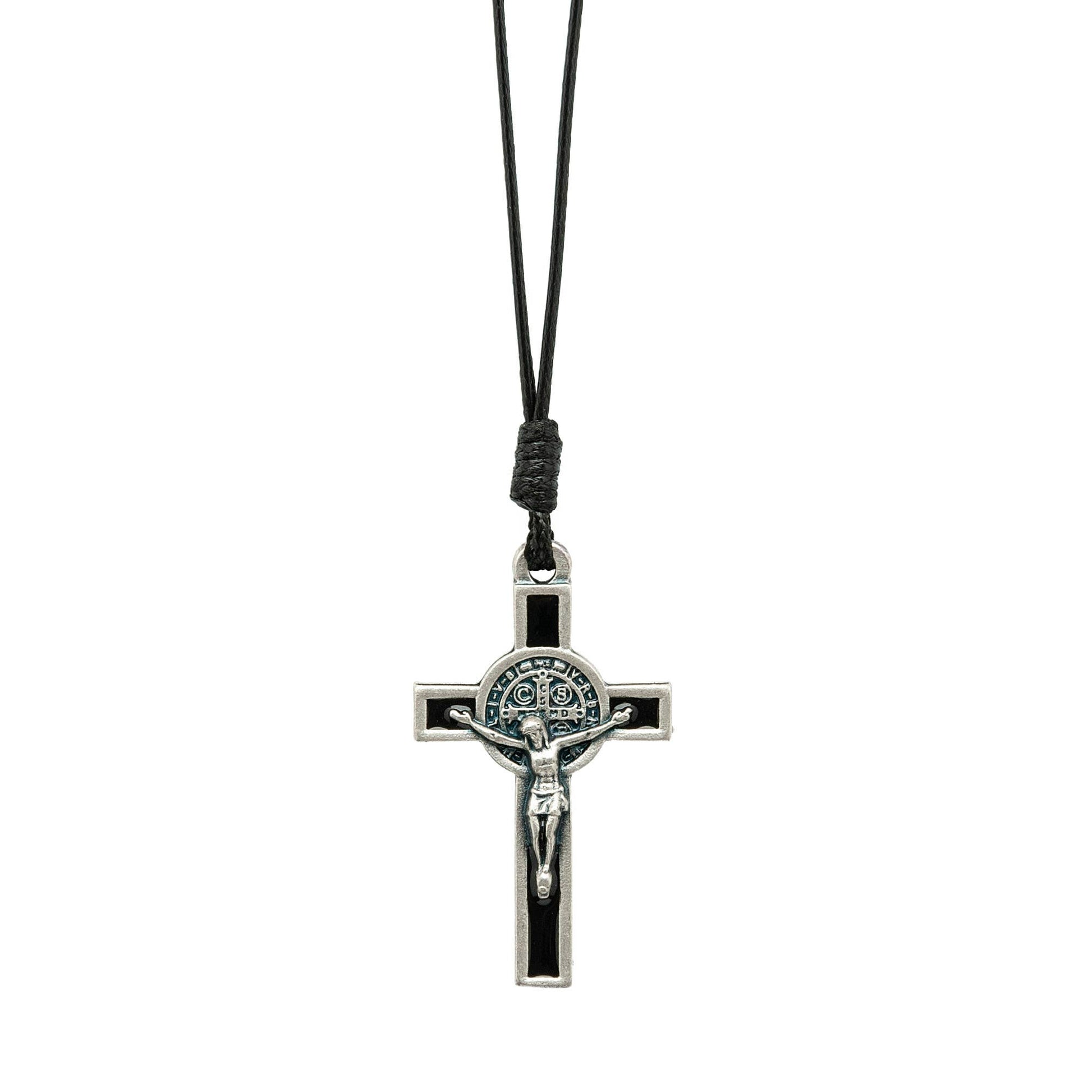 Cross pendant necklace on a white background