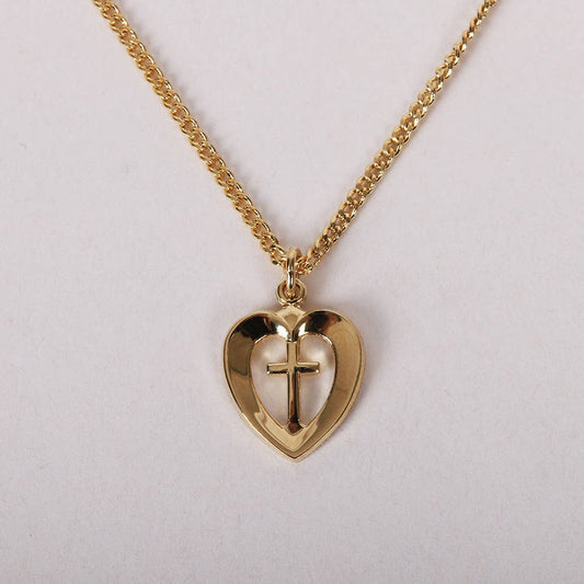 Necklace Heart/Cross Gold Over Sterling 18"