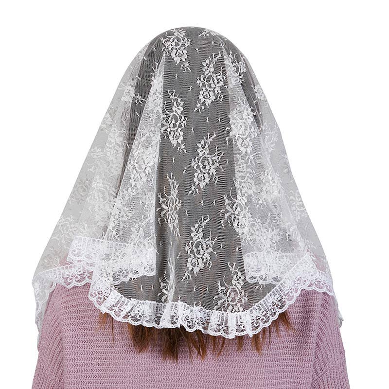 White Lace Traditional Chapel Veil