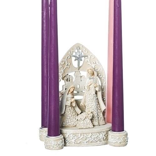 Holy Family Candle Holder Papercut Style; Candles not incl.