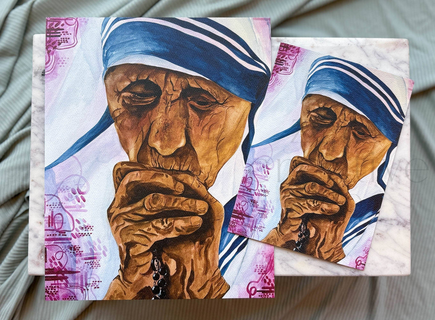 St. Mother Teresa Catholic Art Print – Watercolor Saint Portrait for Prayer Space or Gift