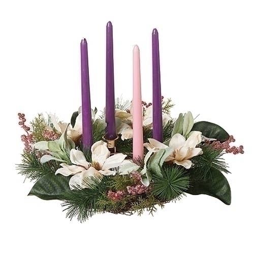 Magnolia Christmas Table Wreath Candle Holder