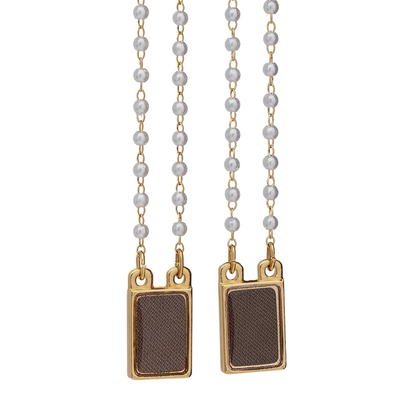 Lady's Scapular- Sacred Heart + Lady Mt. Carmel Pearl Beads 