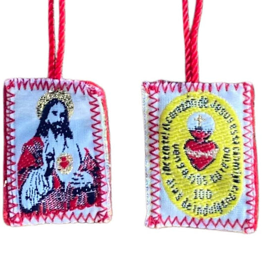 Scapular - Sacred Heart of Jesus w/ Charms RED  