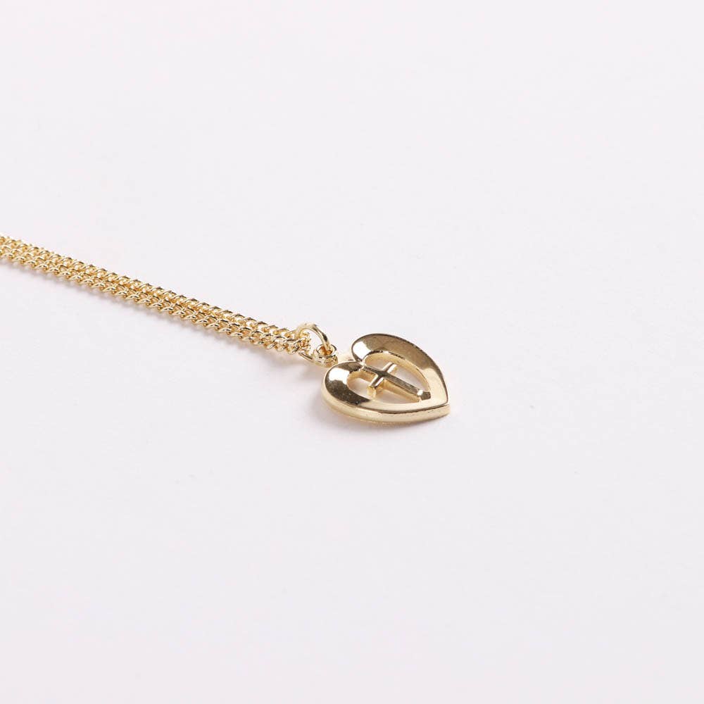 Necklace Heart/Cross Gold Over Sterling 18"