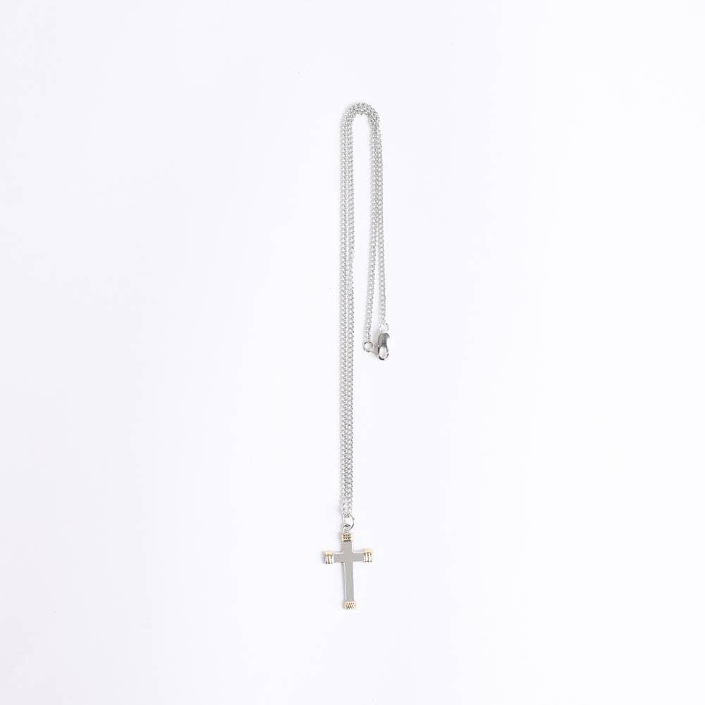 Necklace Cross Gold Tips Sterling 18"