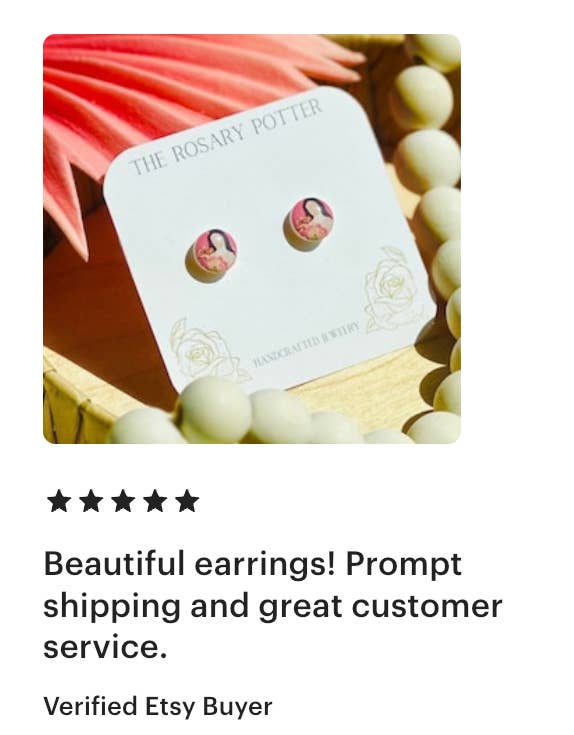 Saint Therese of Lisieux Polymer Clay Stud Earrings