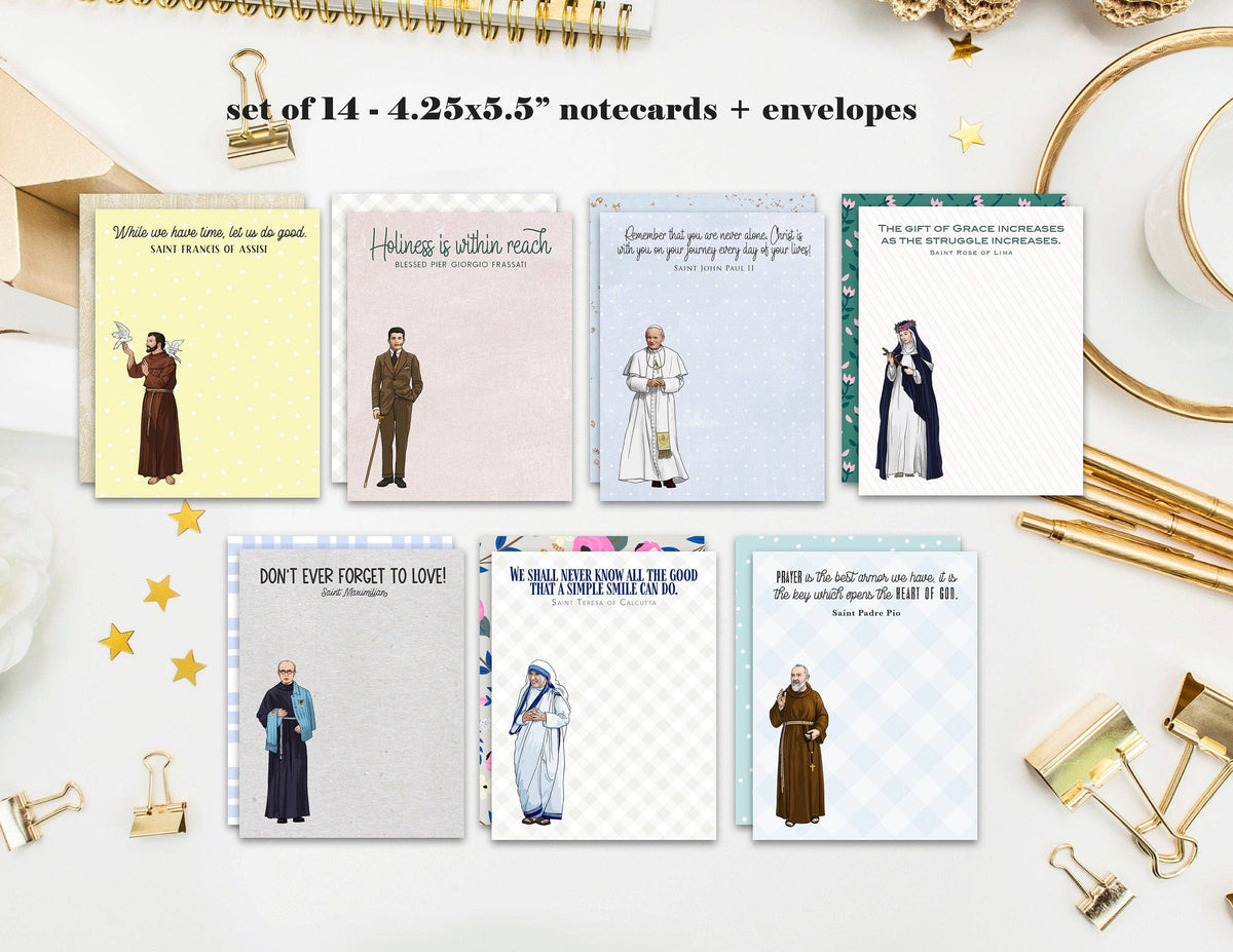 Set of 14 Assorted Saint Note Cards and Envelopes