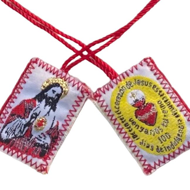 Scapular - Sacred Heart of Jesus w/ Charms RED  