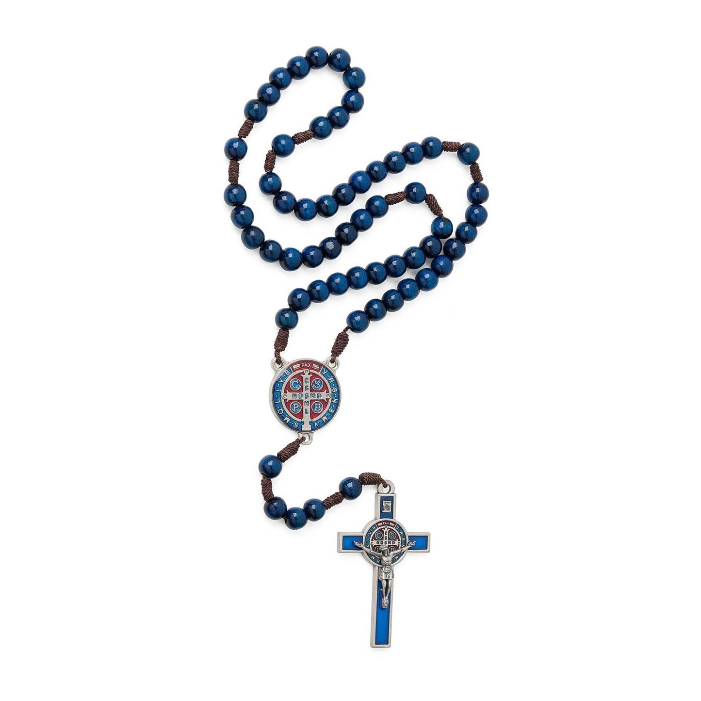 Rosary - St. Benedict Wooden (BLUE Resin)   20"